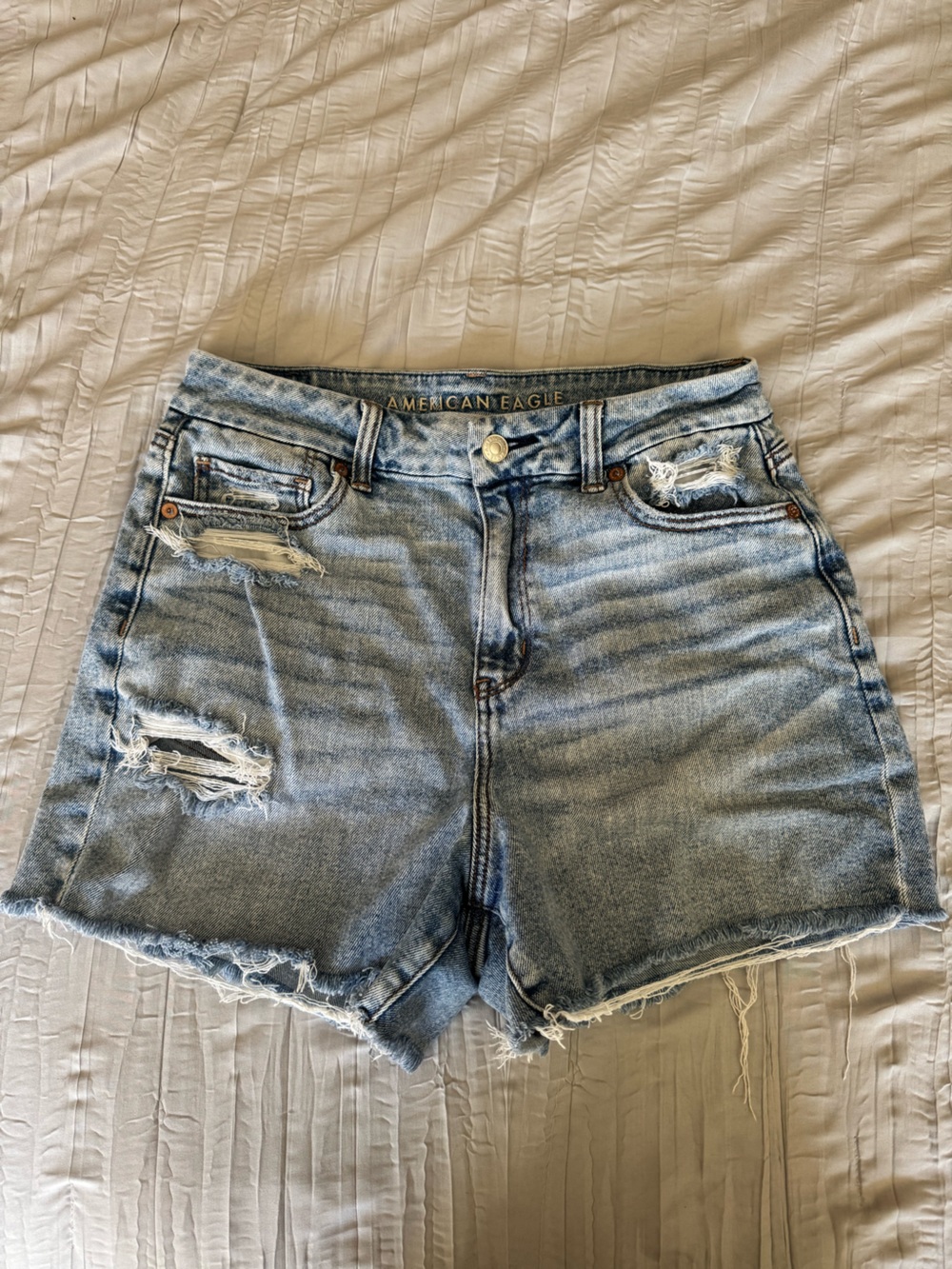 American Eagle Distressed Curvy Mom Shorts